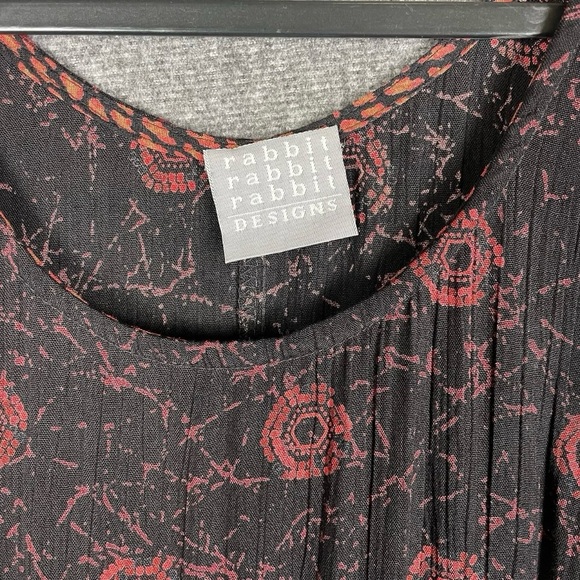 Women’s Romantic Black Gothic Red Ruby Print Sleeveless Midi Shift Dress Large - Picture 5 of 11